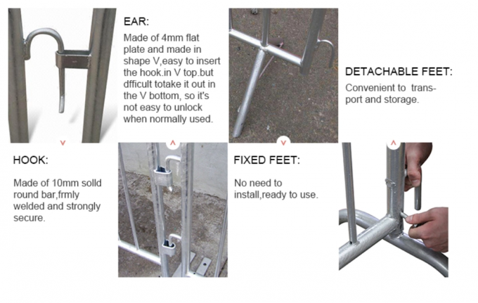 Concierto de acero choque personalizado Barreras de control de multitudes Barricada 60 pulgadas 2