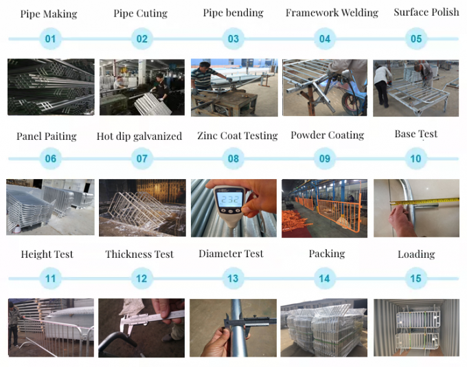 Barreras de control de multitudes de metal galvanizado y sumergido en caliente Seguridad portátil 4