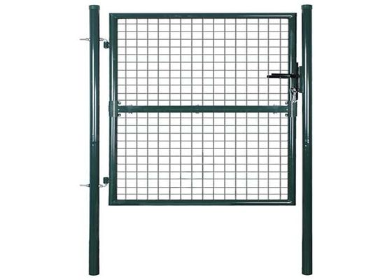 Decoración de jardín Puerta de cerca de acero de 2 m con puerta doble Tratada térmicamente con madera marco de PVC malla de alambre soldada 3D modelo curvo Se