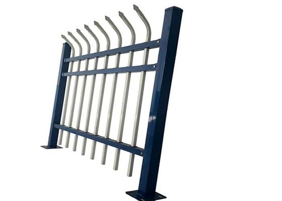 Jardín negro moderno Zinc Post cuadrado paneles de tubos de hierro forjado cerco de acero con 7 pies de ancho