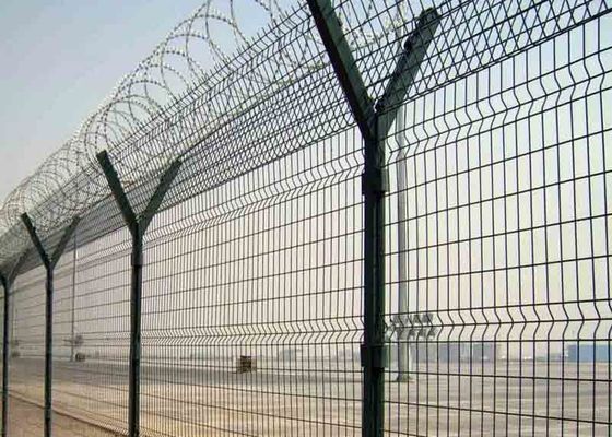 Cerca de seguridad aeroportuaria en forma de Y de la altura del poste 1030m m With Barbed Wire